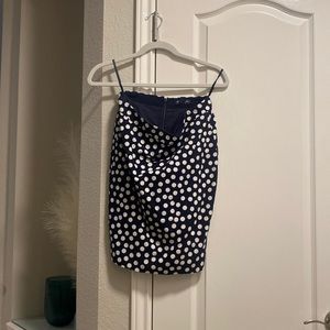 J.Crew navy polka dot pencil skirt